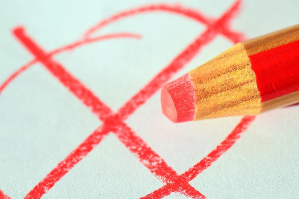 Wahlkreuz Roter Farbstift, ein Wahlkreuz